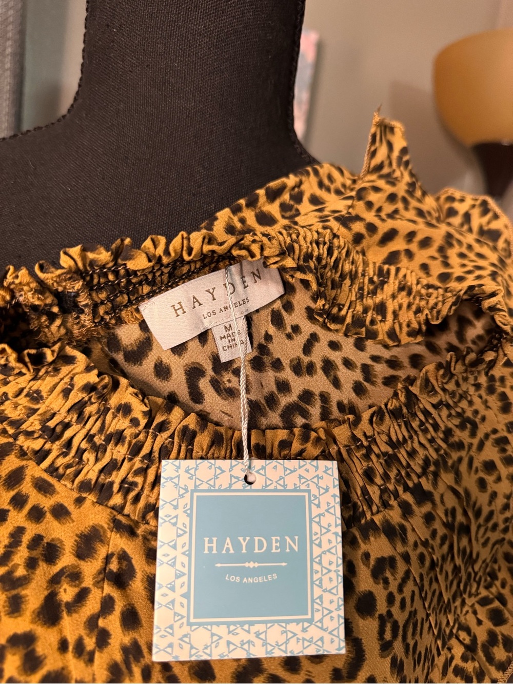 Hayden Leopard Print Ruffle-Neck Blouse - Picture 4 of 5